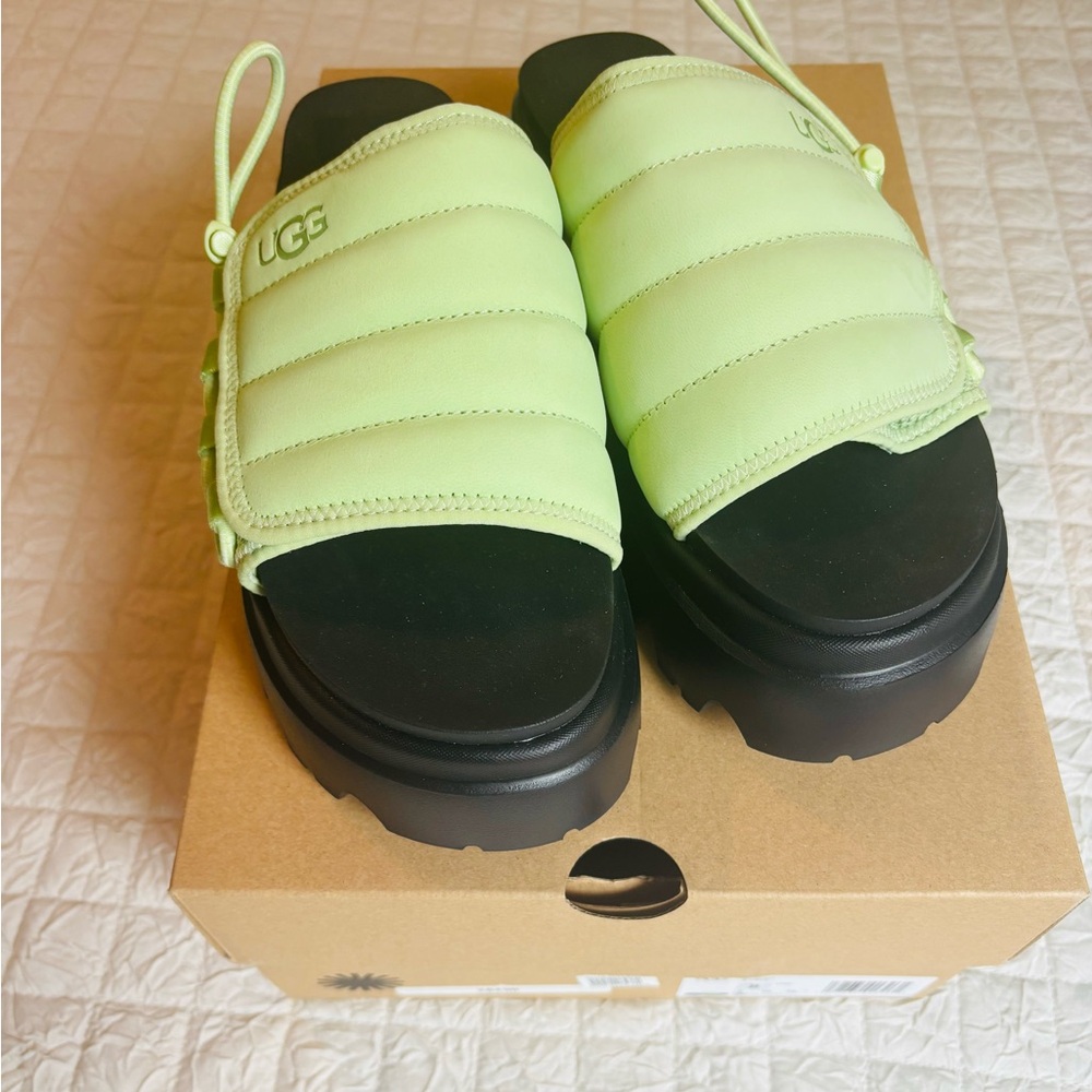 UGG Neon Green Callie Slides
